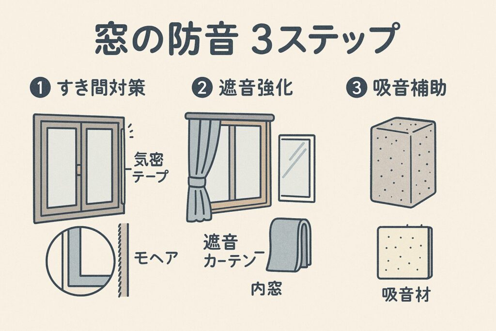 窓の防音3ステップ