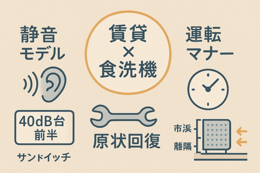 食洗機は静音、原状回復、運転マナーで解決