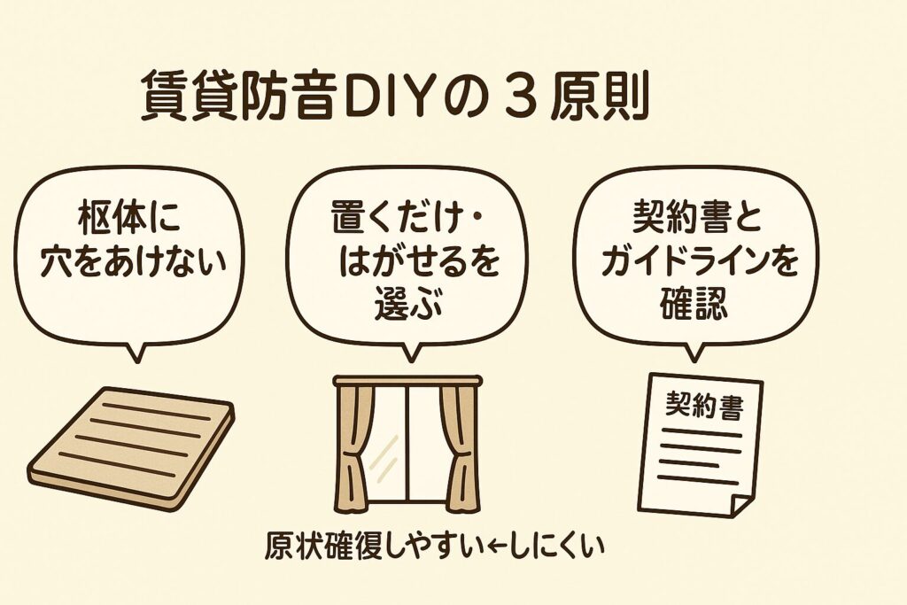 賃貸防音DIYの３原則