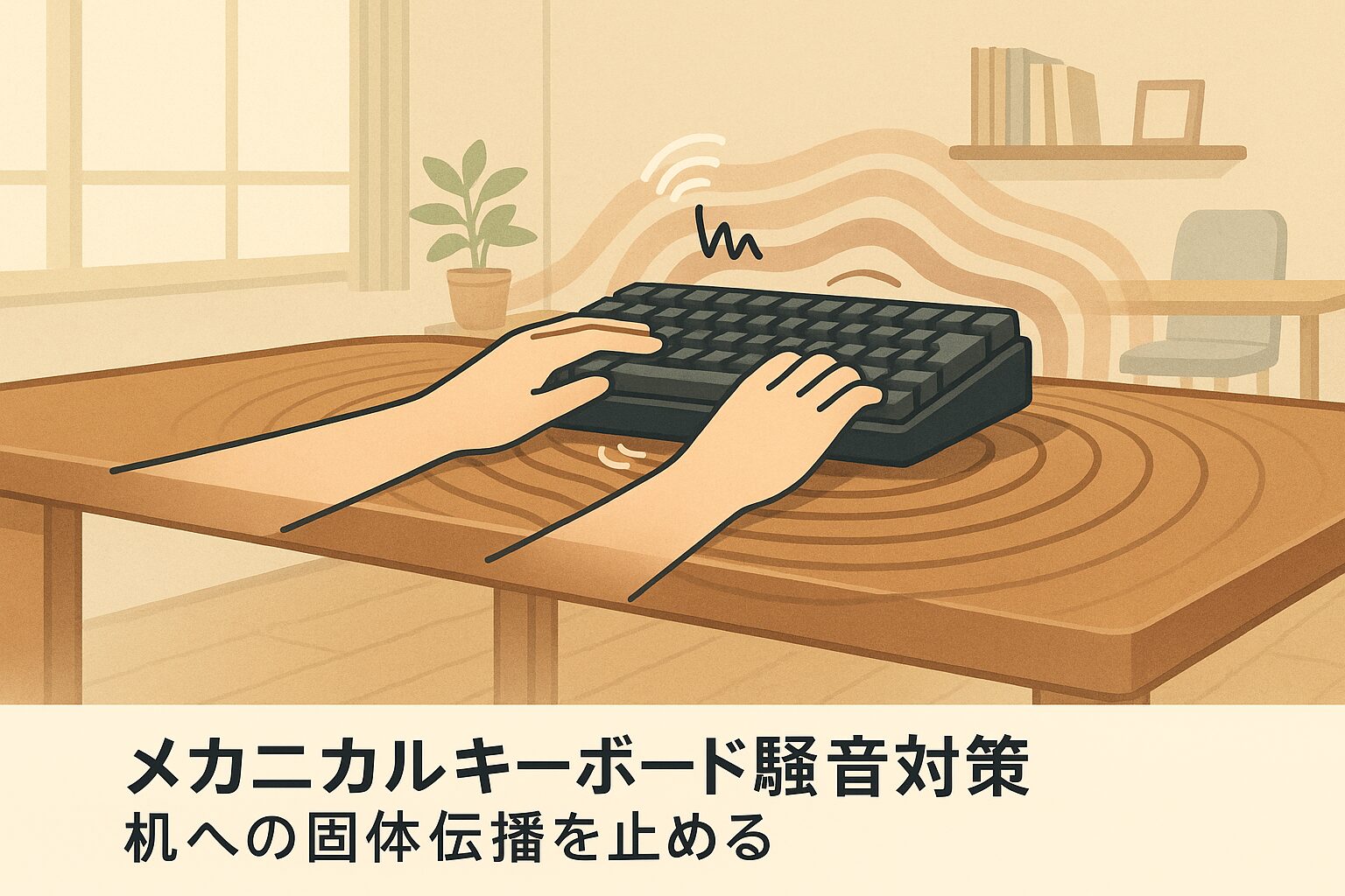 メカニカルキーボード騒音対策|机への固体伝播を止める