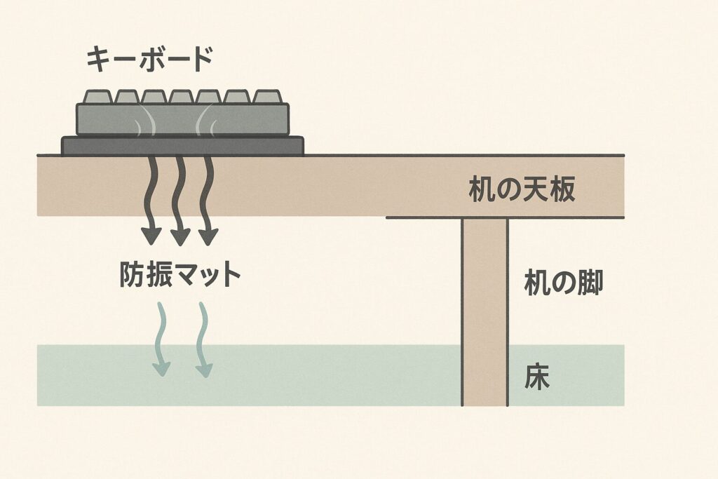 キーボードに防振マット