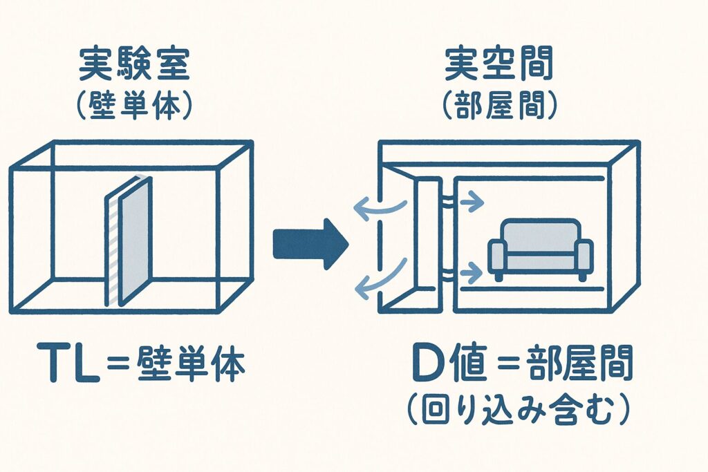 TL(壁単体)とD値(部屋間)の違い