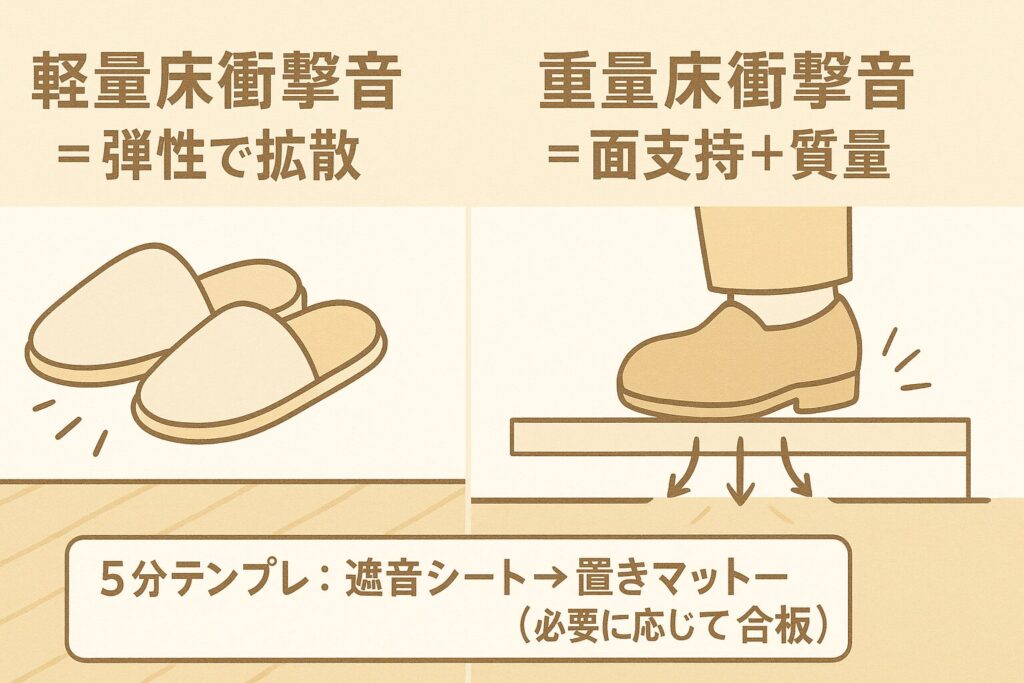 「軽量」と「重量」床衝撃音の違い