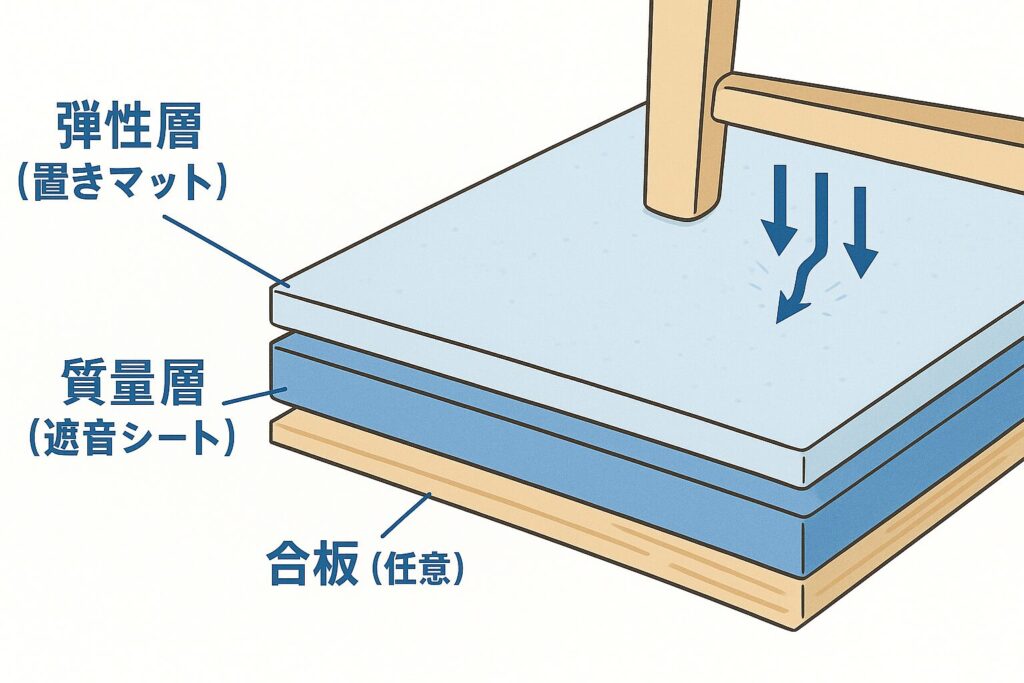 合板の“面支持”でドスン音を鈍らせる
