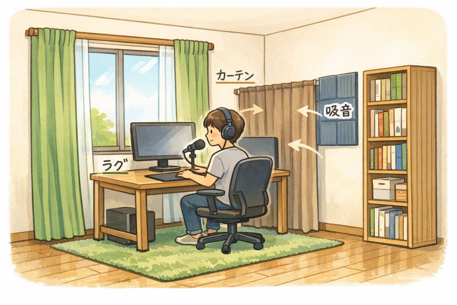1Kでもできる｜声が響かないデスク周りレイアウト図解