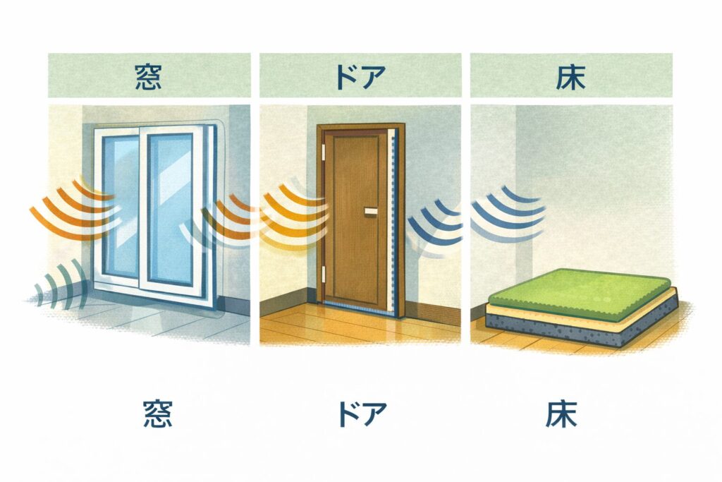 窓・ドア・床の防音対策