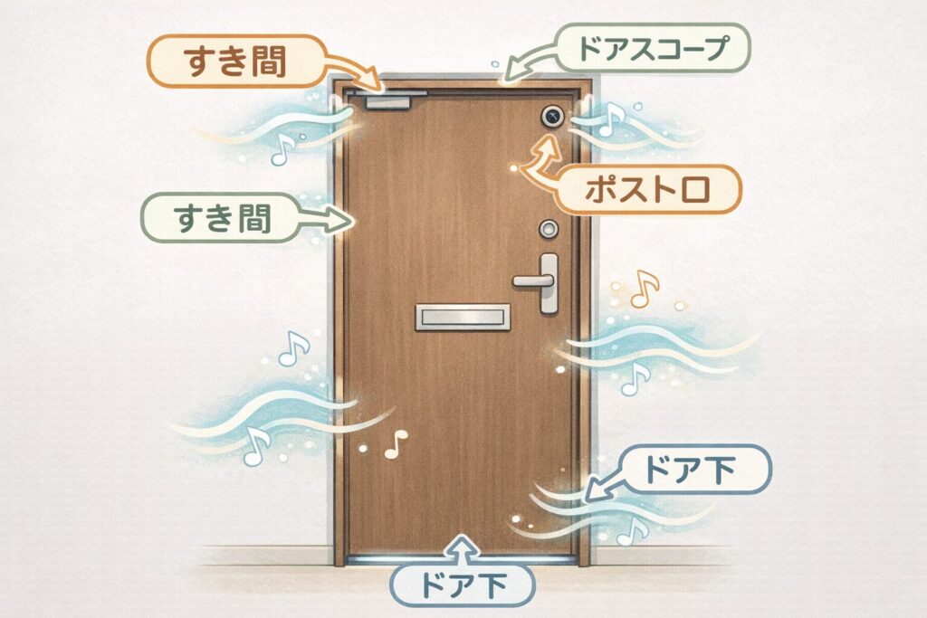 ドアのどこから音漏れ?