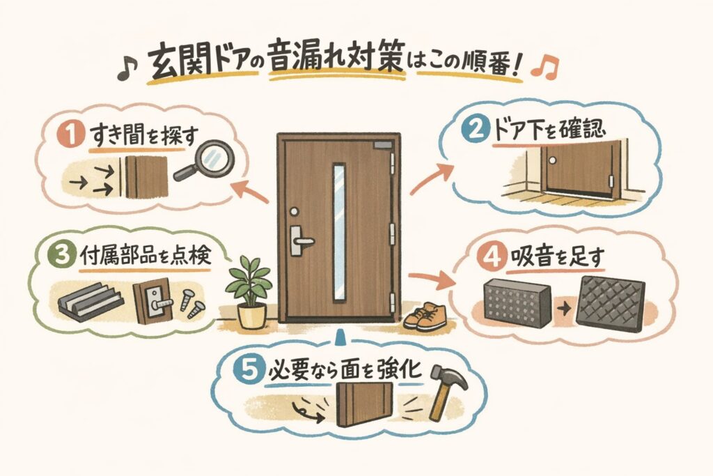 玄関ドアの音漏れ対策はこの順番!